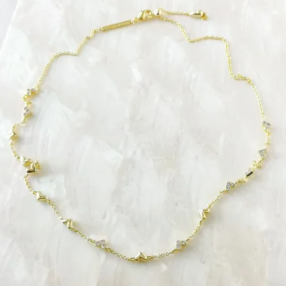Kendra Scott Haven Heart Necklace Gold Crystal Adjustable - Picture 2 of 3